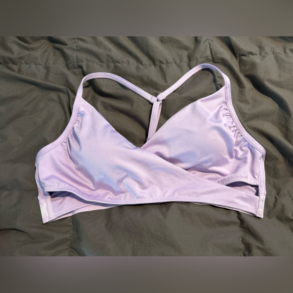 NWT PINK Sport Gym to Swim Bodywrap Top in Cabana Purple